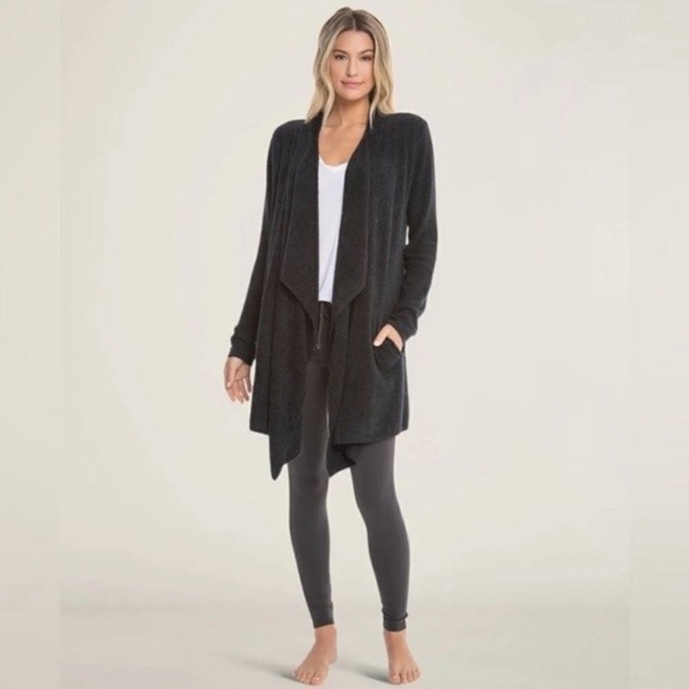 BAREFOOT DREAMS Cardigan Cozy Chic Lite Style Black Soft Size Small/Medium